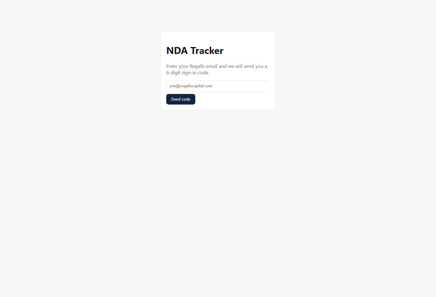 Sign-in screen: enter your email to get a 6-digit code