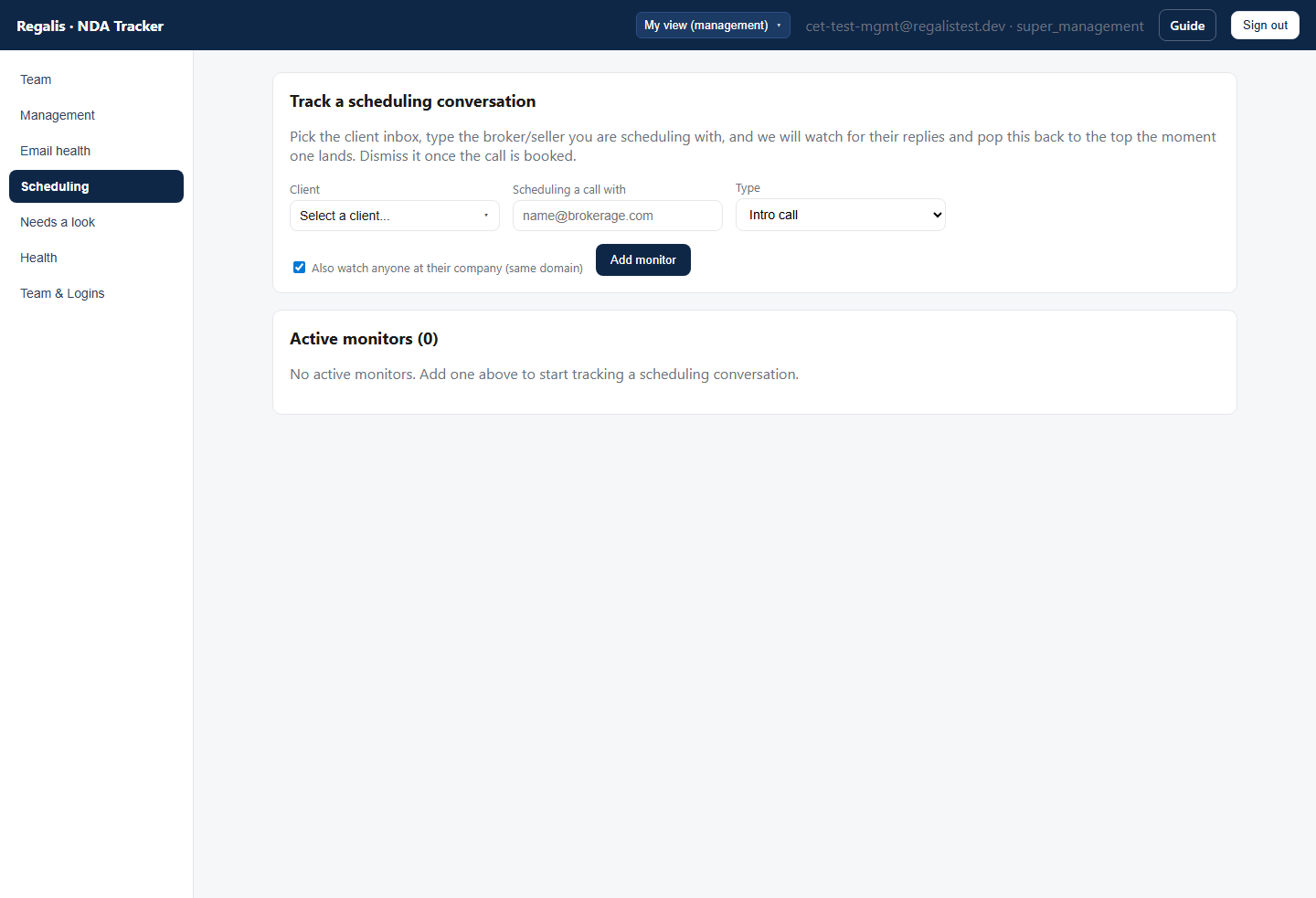 Scheduling tab